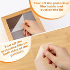 4x6 Index Card Holder with Dividers Bamboo Index Card Organizer Box 4 Compartments Flash Cards Holder with Lid 150 Index Flash Cards 25 Index Cards Dividers 2 Letter Smile Stickers for Office Business - Image 5