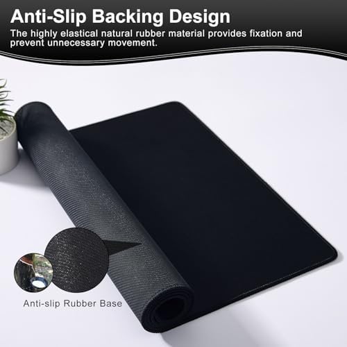Black Mouse Pad Gaming, Mouse Pad Mat for Desk XXXXL 47.2” x 16.9” - Image 3