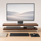 2-Tier Monitor Stand Riser, Keyboard Storage, Wood-Look, Acrylic Sides by Unknown