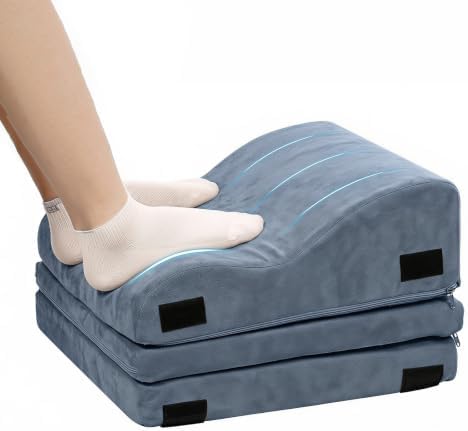Foot Rest for Under Desk, Ergonomic 3-in-1 Height Adjustable, Non-Slip Base & Washable Cover for Office/Gaming, Blue by Unknown