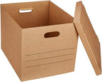 Amazon Basics Moving and Storage Boxes with Handles and Lift-Off Lids, Medium, 19" x 14.5" x 15.5", Brown, 10-Pack - Image 2