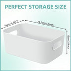 12 Pieces Plastic Storage Bins with Handles, 9.6 X 6.3 X 3.9 Inch, White - Image 2