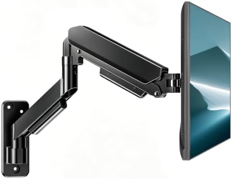 AX WABER Single Monitor Wall Mount for 17 to 32 inch Flat/Curved Computer Screens,Full Motion Adjustable Mechanical Spring Monitor Wall Arm Holds Up to 22lbs,VESA Wall Mount 75x75/100x100, Black by 1