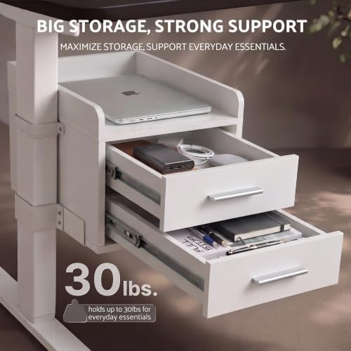 OUTFINE Under Desk Drawer, Clamp-On Storage for Standing Desks, White - Image 6