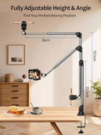 Desk Phone Stand, Dual Telescopic Arms, 2in1 Clip & Magnetic Head - Image 2