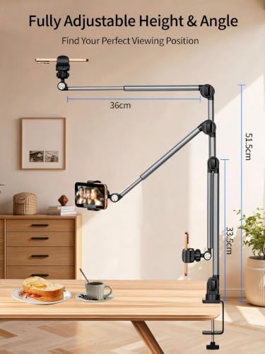 Desk Phone Stand, Dual Telescopic Arms, 2in1 Clip & Magnetic Head - Image 2