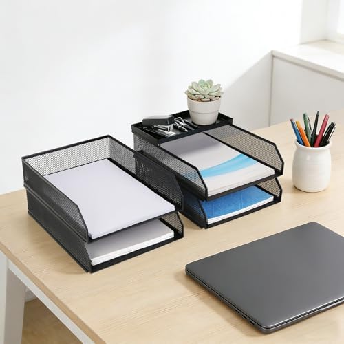 4 Tier Paper Tray Organizer for Desk, Stackable Office Organization - Image 4