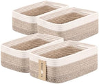 MiniArk Small Storage Baskets for Organizing | Closet Organizer Bins | Shelf Toy Basket | Woven Rope Baskets | Cube Decorative Box | Shallow Basket | 13x8.5x5.1” | 4 Packs Gradient Brown by MiniArkStorageBasketsHome