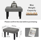 CAROLMADE Footstool Ottoman with Legs, Linen Small Foot Rest Under Desk, Ottoman with Storage for Living Room, Bedroom, Entryway Grey - Image 2