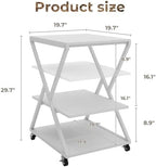 Natwind 3 Tier Large Printer Table, 19.7"x19.7", Height Adjustable,White - Image 3
