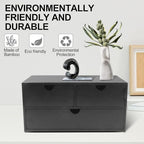 Charmewooden Bamboo Desk Organizer with 3 Drawers, Countertop Organizer with Drawers Makeup Storage Drawer 3 Drawer Tabletop Storage Organization Box Home Office Workspace（Black） - Image 5
