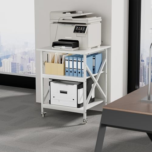 3 Tier Printer Stand, Large 23.6"x23.6" Printer Table with Wheels - Image 4
