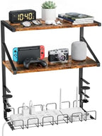 Clamp on Desk Shelf, 19in 3-Tier Desk Shelves Organizer with Under-Desk Hidden Storage Basket, Desktop Supplies Storage Rack for Home Workspace, Study Rooms,Gaming Devices by CACHOLIV