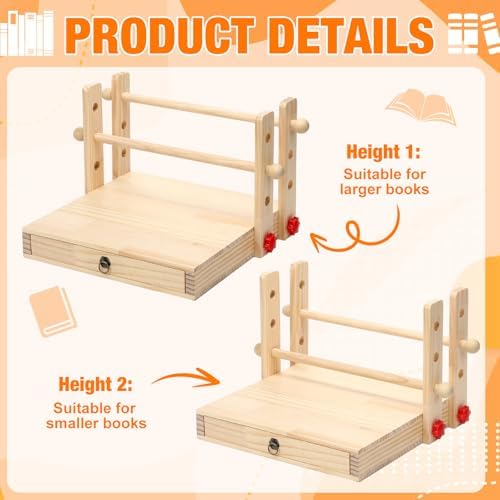 Novabright Book Folding Tools with Drawer Wooden Book Decorative Folding Stand 12" x 12" Multipurpose Portable Adjustable Fold Stand with Storage Function for Xmas Gift, Books not Included - Image 3