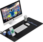 Wireless Charging Mouse Pad with Foldable Phone Holder, 15W Magnetic Fast Charging for iPhone Samsung, 31.5"x15.75" Large Desk Mat for Laptop/Keyboard, Waterproof Gaming Mousepad with Non-Slip Base by miroddi