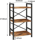 Homeiju Bookshelf, 3 Tier Industrial Bookcase, Metal Small Bookcase, Rustic Etagere Book Shelf Storage Organizer for Living Room, Bedroom, and Home Office(Rustic Brown) Patent Pending D29873033 - Image 3
