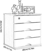 Desktop File Cabinet - Desktop Storage Box with Drawers - Solid Wood Storage Box - Desktop Organizer, with Drawer Wooden Artist Storage Supply Box, Multi Level Countertop,B-4 Drawer - Image 2