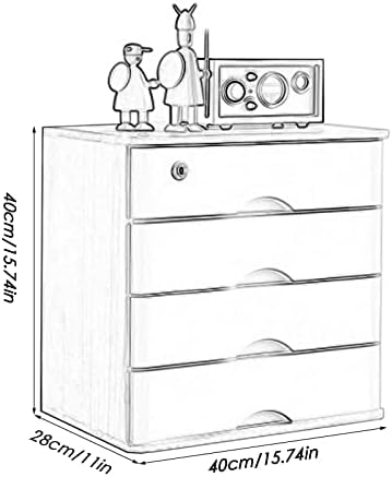 Desktop File Cabinet - Desktop Storage Box with Drawers - Solid Wood Storage Box - Desktop Organizer, with Drawer Wooden Artist Storage Supply Box, Multi Level Countertop,E-4 Drawer - Image 2