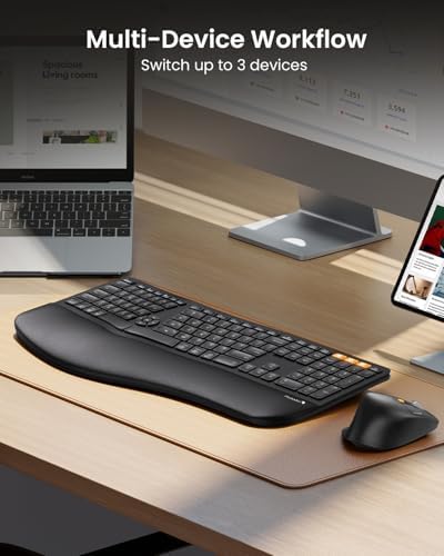 ProtoArc EKM01 Plus Wireless Ergonomic Keyboard Mouse Combo - Black - Image 6