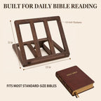 Onism Wooden Bible Stand, Carved Cross, Adjustable Beechwood Book Holder - Image 2