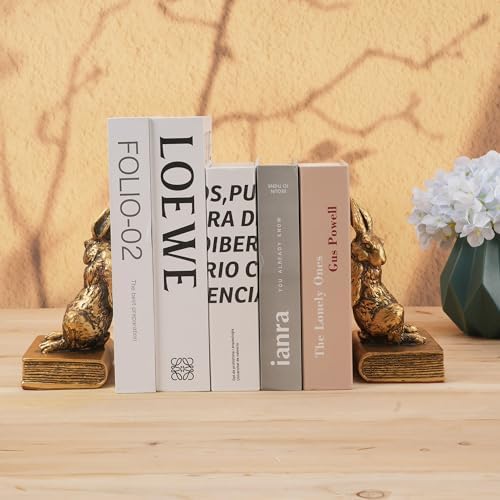 Book Ends for Shelves to Hold Books Hevay Duty,Decorative Rabbit Bookends - Image 2
