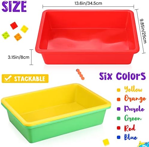 Sintuff 24 Pcs Classroom Paper Tray, Stackable Letter Size Bin, Multicolor - Image 3