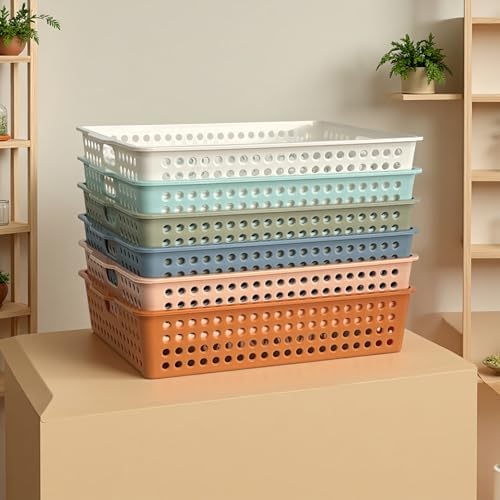 6 Pack Plastic Turn in Paper Trays for Classroom, Storage Bin Baskets, Boho - Image 7