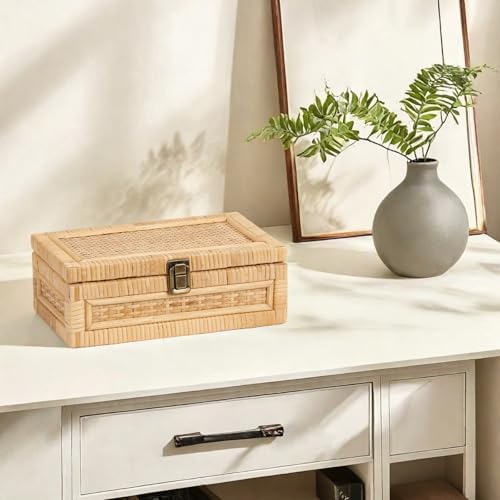 Rattan Box with Lid Decorative Natural Handmade Boho Baskets - Image 6