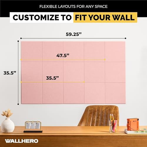 Vision Board - Cork Board for Walls, 59" x 36" | 15 Pack | Cork Board Tiles, Felt Bulletin Board, Large Corkboard, Cork Panel for Office, Felt wall Panels, Cork Panels, Corkboard Roll (Pink) - Image 4