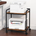 21"x15.8" Large Printer Stand with Storage, 2-Tier Under Desk Printer Table, Rolling Printer Cart with Lockable Wheels for Home, Office (Brown) by Unknown