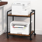 21"x15.8" Large Printer Stand with Storage, 2-Tier Under Desk Printer Table, Rolling Printer Cart with Lockable Wheels for Home, Office (Brown) by Unknown