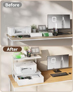 IBUYKE 2 Tier Desktop Printer Stand with Storage Drawer TLJ015W - Image 5