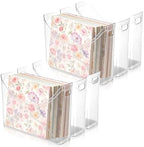 6 Pack Scrapbook Paper Storage with Handle Clear Vinyl Sheets Storage Bins Organizer Plastic Scrapbook Paper Holder for 12x12 Inch Craft Papers Book Cardstock Files Magazines Documents by FMOACEN
