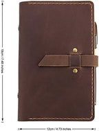 Genuine Leather Journal Writing Notebook, A6 Ring Binder Refillable Diary Notepads, Vintage Handmade Travel Organizer Agenda for Men Women - Brown - Image 5