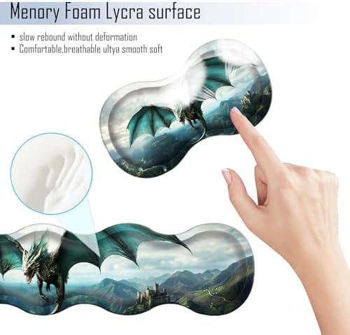 TGFEWYTJYJ Extended Gaming Mouse Pad,Memory Foam Ergonomic Keyboard Mouse Wrist Rest Support Set,Large Desk Mat with Stitched Edges,Non-Slip Base Mousepad Home Office,Dragon in Flight - Image 5