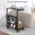 Computer Tower Stand with Pegboard Organizer, Height Adjustable 2-Tier PC Tower Shelf for Floor with Accessories, CPU Holder Cart with Locking Wheels for Most PC Gaming Home Office, 24.2-29.5" - Image 4