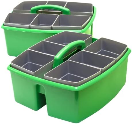 Storex Large Classroom Craft Caddy with Cups, 13 x 11 x 6.575 Inches, Green, Case of 2 (00983A02C) - Image 2