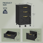HOOBRO 3 Drawer File Cabinet with Lock, Mobile Farmhouse Filing Cabinet for A4/Letter Size, Under Desk Rolling Office Cabinet, Printer Stand with Storage for Home Office, Black BK67WJ01 - Image 3