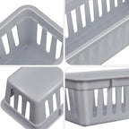 Domensi 24 Pack Slim Plastic Storage Basket Tray Organizer, Gray - Image 3