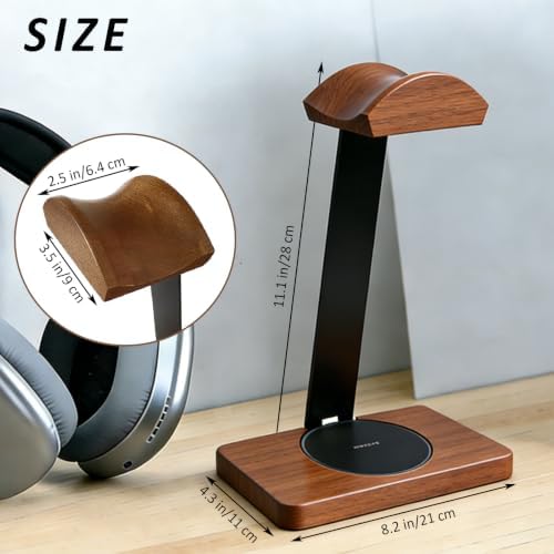 Solid Wooden Headphone Holder with Qi Wireless Charging Pad, Gift Choice - Image 6