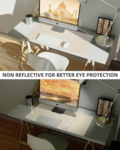 AFIING Leather Desk Pad Protector, Mouse Pad, Office Desk Mat, Non-Slip PU Leather Desk Blotter, Large Desk Mat, Waterproof Keyboard Mat for Office/Home/Decor (Beige, 55" x 17") - Image 7