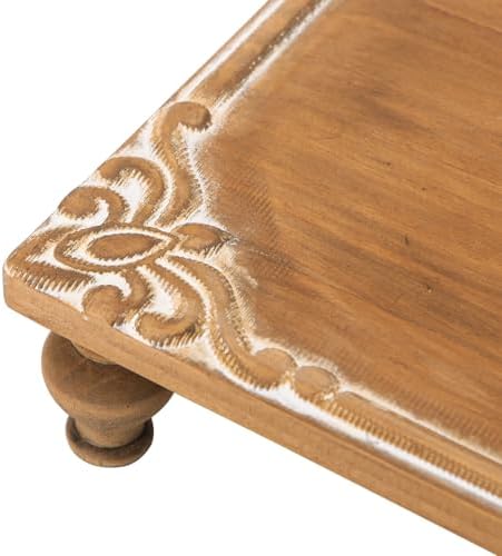 NIKKY HOME Rustic Wooden Pedestal Stand, Farmhouse Wood Riser 15 x 10 Inch - Image 5