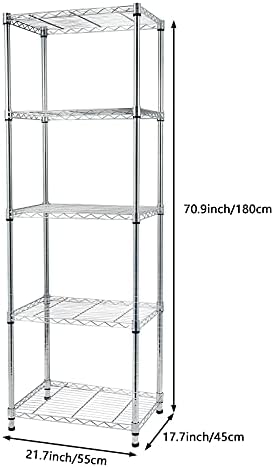 5 Tier Storage Racks Shelving, Heavy Steel Pantry Shelves, Adjustable Wire Shelving Rack, Suitable for Garage, Kitchens, Bathroom, Offices, 21.7" W x 17.7" D x 71" H, Chrome - Image 3
