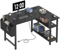 DLisiting Small L Shaped Gaming Desk with Shelves, 40 Inch Small Corner Computer Gaming Desk for Boys Teens Bedroom, Study Work PC Desks for Home Office Bedroom, Black by Unknown