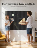 Kuchoow Felt Bulletin Board Tiles Self Adhesive Pin Cork Board Alternative for Wall, Large Panels 48"×36" 12 Pack Black Corkboard Memo Vision Display Photo Organizer for Office Home Classroom - Image 2
