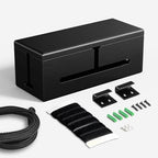 Large Cable Management Box-Stylish Wire Organizer, Wire Concealer and Wire Management Box-Wire Management Box with Protective Sleeve (Black) by Homebliss