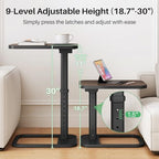 Kitstorack TV Tray Table, Adjustable Height & Rounded Metal Corners, Snack Table for Couch, Sofa, Bed, Chair, Living Room, C Shaped End Side Table for Eating, Dinner or Laptop, Small Spaces, Espresso - Image 4