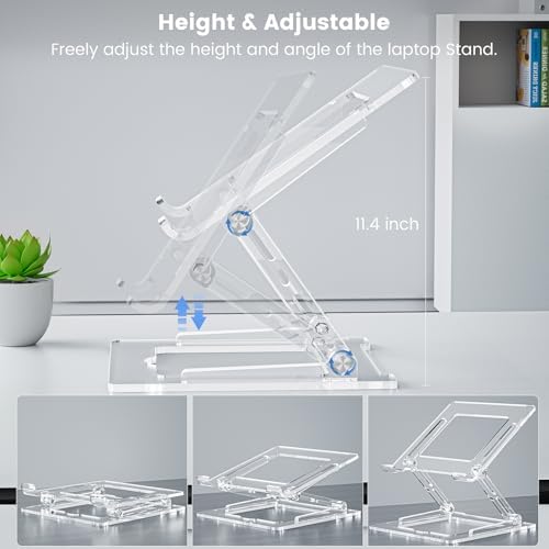 Laptop Stand for Desk, Portable Acrylic Laptop Riser, Ergonomic Adjustable Computer Stand Holder for Notebook MacBook Air Pro, Dell XPS, HP (10-17.3'') - Image 4