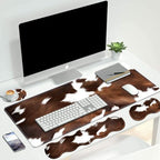 4 in 1 Ergonomic Keyboard Wrist Rest & Mouse Pad Wrist Rest Set, Large XXL Gaming Desk Mat 31.5"x 11.8" with Non-Slip Base, Memory Foam for Home Office Study Gaming, Brown Black Cow Print - Image 7