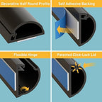 D-Line 157in Cord Hider Kit, Patented Cable Cover, Hide Wires on Wall, Channel for TV Mount Cords, Raceway Wire Hiders, Paintable, Adhesive, Half Round, 10x 0.78in W x 0.39in H x 15.7in L, Black - Image 3